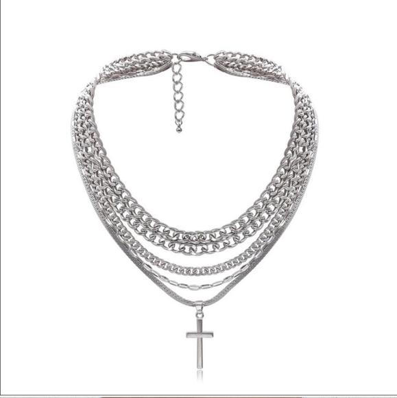 New Cross Female Silver Color Thick Chain Necklace - Picture 2 of 7